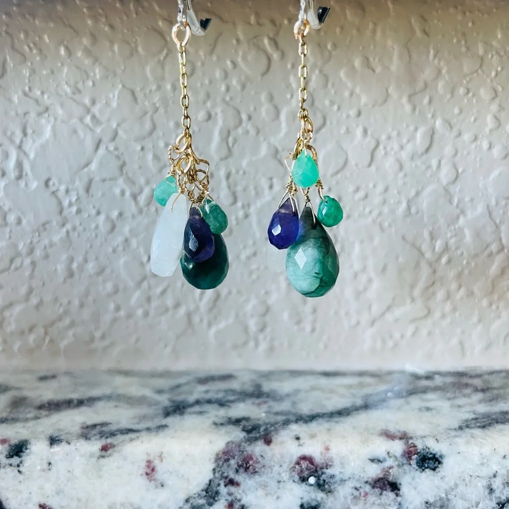 Sundance Emerald Amethyst moonstone earrings - Picture 7 of 7